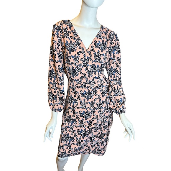 J. Crew Rosy Floral Wrap Dress 365 Crepe Size 14 - Picture 2 of 14